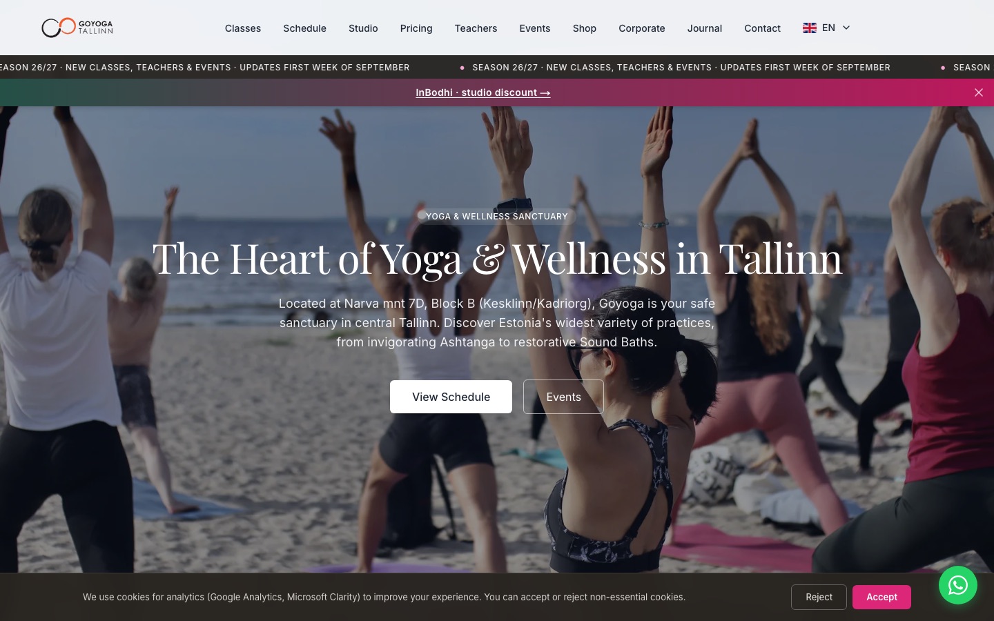 GoYoga Tallinn Estonian home page screenshot