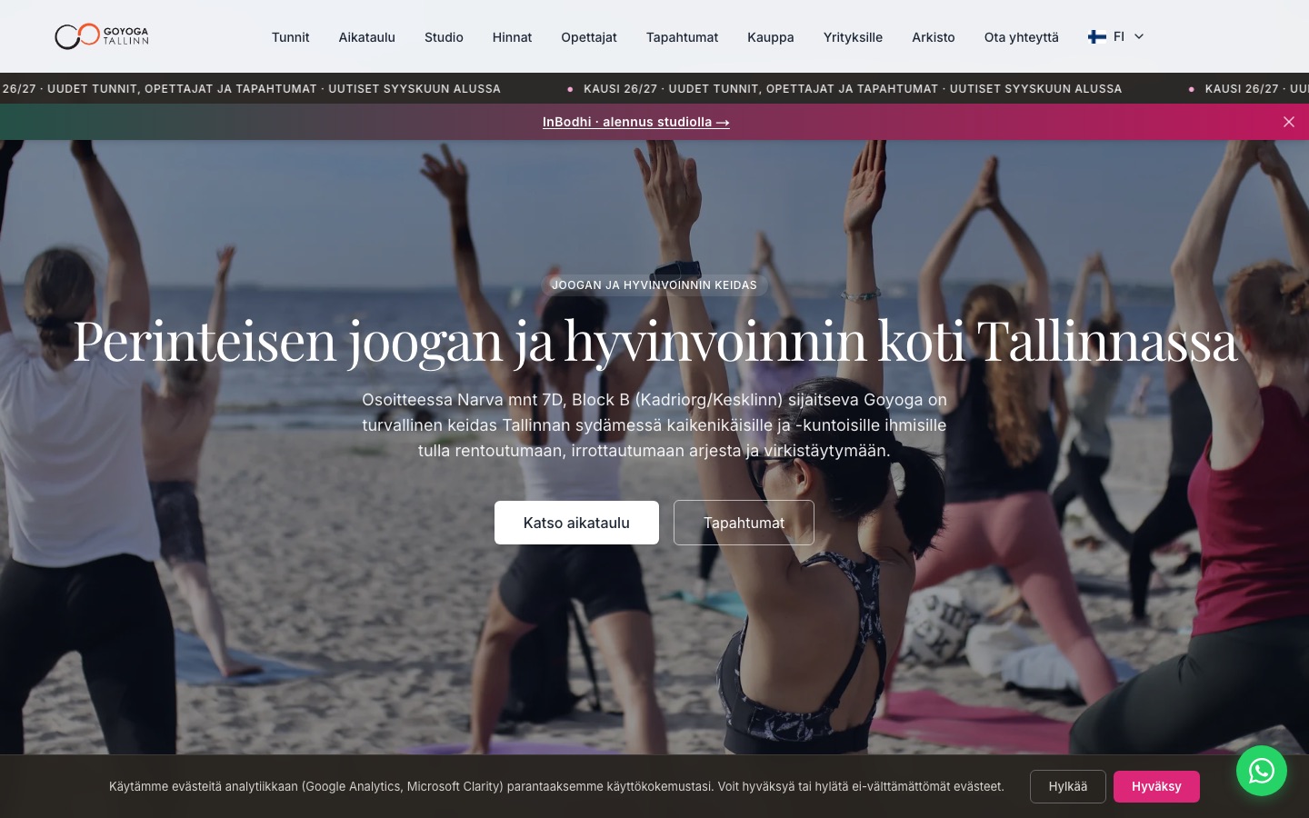GoYoga Tallinn Finnish home page screenshot